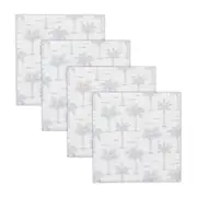 4pc Rayell Ceramic Printed Coaster Paradise's Palms Grey Drink Glass Holder Set