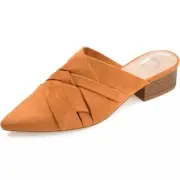 Journee Collection Women Kalida Slip On Mule Flats US 9M Tan Faux Suede