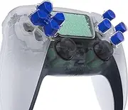 eXtremeRate Replacement Custom Dpad Action Buttons Three-Tone Blue & Clear with Redesigned Symbols D-pad Face Buttons Compatible with ps5 Controller