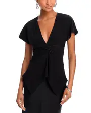 Bcbgmaxazria Ruched V Neck Top L