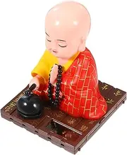 Generic Ornaments Panda Fan Car Decor Buddha Car Accessories Bonsai Thinker Statue Krishna Lunar Amethyst Figurines Car Dashboard Solar Power Ornament Plush Bobblehead Buddha Auto Plastic
