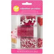 Wilton Valentine Red and White Sprinkles Assorted Set of 3 Shakers 3.14oz