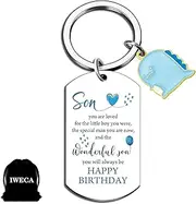 [iweca] Son Gifts from Mom Dad 18th Birthday Gifts for Boys Wonderful Son Keychain Teen Boys Graduation Gift Ideas Inspirational keyring Keepsake for Son Stocking Stuffer for Men, Sliver