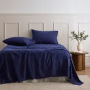 Navy Cotton Flannelette Sheet Set [ESSBPLFLAN25E]