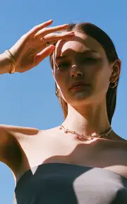 [Nikos Koulis] Feelings 18K Yellow And White Gold Diamond And Emerald Hoop Earrings