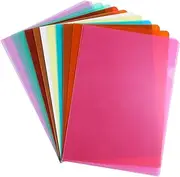 TEHAUX 16-Piece Translucent A4 File Folders L-Sleeve Colorful Plastic Document Organizer Project Folder Sleeves