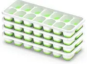 ChefAide Ice Cube Tray with Lid, 4 Packs 56 Cubes Durable Stackable Ice Cube Trays for Freezer with Removable Lids, Easy-Release Plastic & Silicone Ice Tray for Cocktail, Coffee