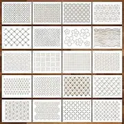 20 Pcs Plastic Sashiko Stencil 8.3 x 5.9 Inch Sashiko Template Drawing Line Quilting Stencil Geometric Embroidery Pattern Stabilizers for Sewing Hand Quilting and Embroidery