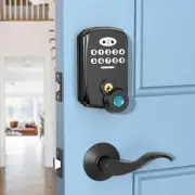 Keyless Entry Fingerprint Door Lock with 2 Lever Handles - Smart Deadbolt Set...