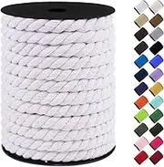 LEREATI Cotton Macrame Cord 10mm x 75ft, Thick Macrame Rope Colored Craft Rope Yarn, 3 Strand Twisted Cotton Rope for Wall Hanging, Plant Hangers, DIY Crafts, Rope Basket (White)