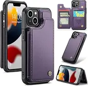 ELEPIK for iPhone 14 Case with Card Holder, Kickstand [4 Card/Cash Holder] [for Women & Men] [Durable PU Leather] Magnetic Wallet Phone Cover for iPhone 14, Fashion Purple