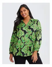[Taking Shape] Natural Nadia Collar Top in Print