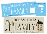 STENCIL Bless Our Family Willow Tree Saltbox House Crow Country Prim DIY Signs