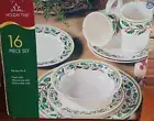 16 pc (Service for 4) Gibson Christmas Dinnerware Set ~ Holly Berry ~ NEW