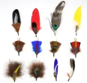 LWINGFLYER 12PCS Hat Feathers for Fedora Cowboy Hats Oktoberfest Colorful