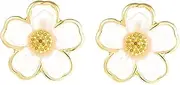 [EIYIELX] Summer Non Pierced Ear Clip Double Layer Hollow Shell Flower Clip On Earrings for Women