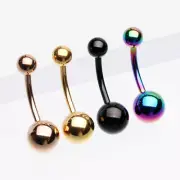 4 Pcs of Assorted Color Steel and Plated Belly Button Ring Package