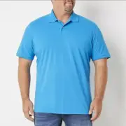 MensShort Sleeve Polo Style Golf Shirt XL Azure Blue Button Collared X Large