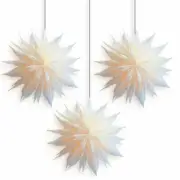 3-PACK Snowdrift Snowflake Star Lantern Pizzelle, with LED Bulbs and Lamp Cor...