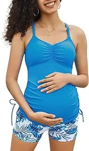 [Maacie] Maternity Swimsuit Tankini Fashion Ultra Soft Smooth Fabric Swimsuit for Maternity