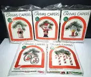 Vintage Canvas Capers Lot Christmas Holiday Themed 5 Pieces NEW Needlepoint Kits