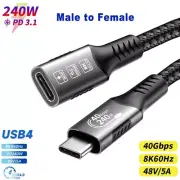 8k USB C Extension Cable Type C Extender Compatible For Thunderbolt 4/3 USB4.0/3