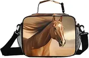 Brown Horse Brown Insulated Lunch Box for Women Men - Ideal for Work, Picnics - Includes Adjustable Shoulder Strap