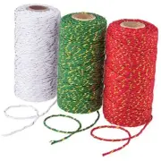 Hapeper 3 Rolls Christmas Twine Red Green White Cotton String Christmas Style 2