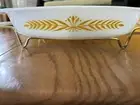 PYREX ORIGINAL BOX Vintage ROYAL WHEAT Divided Casserole Dish w/ Cradle 1.5QT