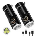 Small Rechargeable Flashlight 2-Pack, 3500 High Lumens Super Bright USB-C