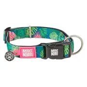 Max & Molly Dog Collar: Smart ID, QR safety tag, neoprene, waterproof, tropical.