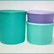 Tupperware Set of 3 Basic Bright Round Cubix Round Stackable Canisters