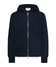 Geese-intarsia zipped hoodie 1,2,3,4 navy blue