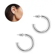 Nevenka Silver Hoop Earrings for Women Lightweight Open Hoops