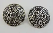 Pair Jeremiah Watt White Bronze Button Concho 1 3/4" Bridle Loop Back Horse Tack