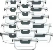 M MCIRCO 30 Pieces Glass Food Storage Containers with Snap Locking Lids,Glass...