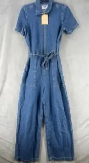 Anthropologie Reformation Cassidy Denim Jumpsuit Size 10 Belted