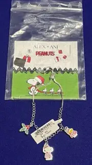 Alex and Ani Peanuts Christmas Snoopy And Woodstock Bolo Bracelet New