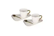 6pc Tempa Asteria 80ml Espresso Coffee Mug Cup Plate Saucer Teaspoon Set White