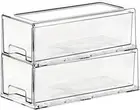 Stackable Storage Drawer, Pull Out Plastic Food Fridge Organizer Bins for Pantry