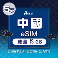 在飛比找momo購物網優惠-【環亞電訊】eSIM中國05天總量3GB(24H自動發貨 中