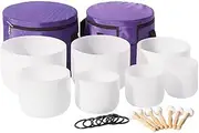 6-12 Inch Frosted Quartz Crystal Singing Bowl Set, With Carrying Bag, Singing Bowl Mallets, For Meditation,Yoga, Spiritual, Body Healing(432hz)