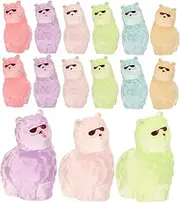 NOLITOY 18pcs Glow Dark Miniature Alpaca Figures with Sunglasses Cute Animal Statues for Garden Decor Micro Landscape Potted Plants and Car Ornaments
