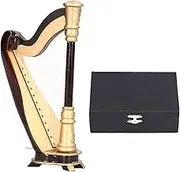 Mini Harp Model Musical Instrument Replica, Decorative Ornament for Home Office Table, MG‑253 with Fine Workmanship and Beautiful Box