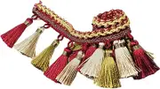 Frediuo Polyester Tassel Tassel Lace Trim 3.5'' Wide Polyester Fringe Long Fringe Trim for Sewing Lamp Shade Home Decor DIY Quilting, red