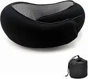 [MarCoolTrip MZ] Upgraded Travel Neck Pillow for Airplane, 100% Pure Memory Foam, Lightweight & Portable, Ergonomic Design for Sleeping on Flights, Cars, Offices - Light Grey (Black)
