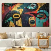 Modern Graffiti Abstract Bird Patterns Unframed Canvas Painting for Living