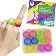 12 Pieces Sensory Fidget Rings Colorful Different Shapes Stress Relief Fidget Finger Rings Toy Party Favors for Kids Adults Autism Reduce Anxiety