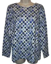 Talbots Blue White Stretchy Cotton Top Shirt Size X (Large) Runs Small NWT!