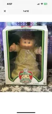 Cabbage Patch Kid Doll Preemie Baby 25th Anniversary 25 Years Box has some ware